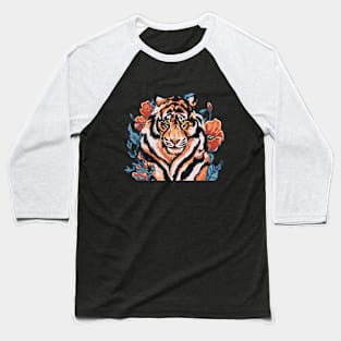 Tiger with Peonies by Cindy Rose Studio Baseball T-Shirt